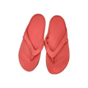 Crocs kadee II Women's Size 8 Coral Orange thong flip flop slides Slip Ons